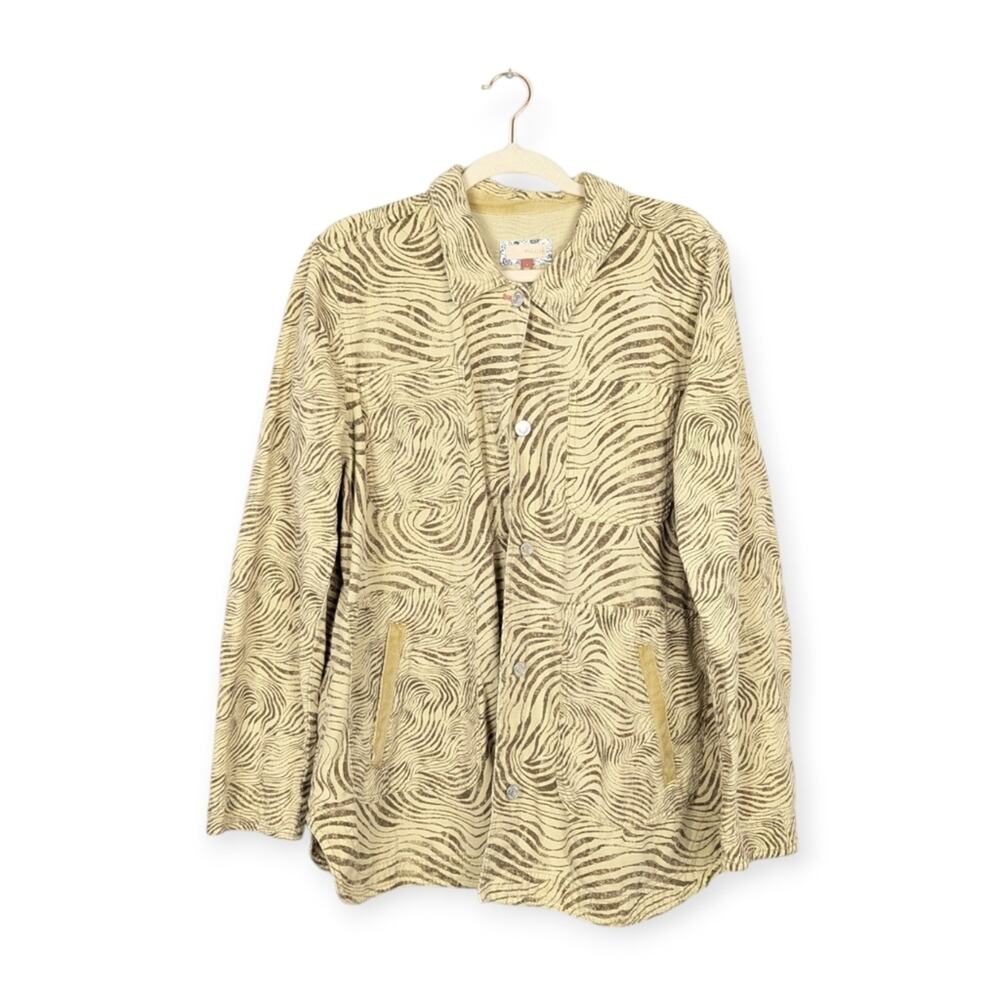 Anthropologie Pilcro Neutral Animal Print Button Down Shacket Size L